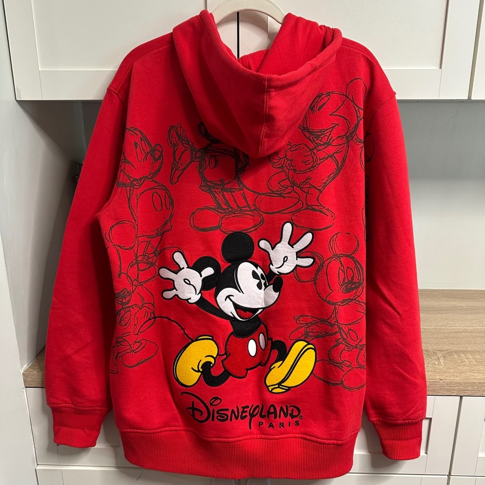Disneyland Paris Mickey Mouse Sketch Back Graphic Full Zip Hoodie Unisex M Euro